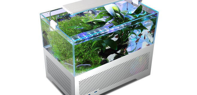 Китайская компания выпустила компьютерный корпус со встроенным аквариумом для рыбок - Фото