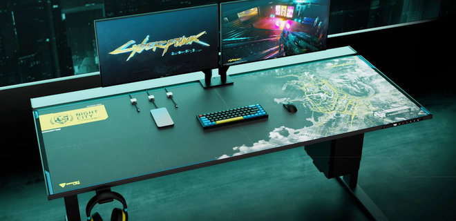 Презентовані геймерські столи у стилі гри Cyberpunk 2077 - Фото