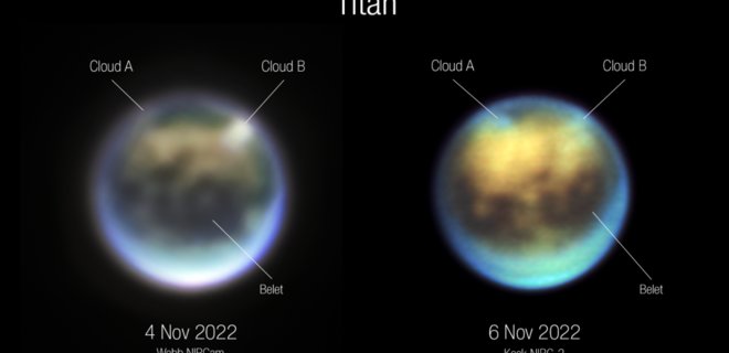 Ученые увидели метановые облака на Титане, спутнике Сатурна - Фото