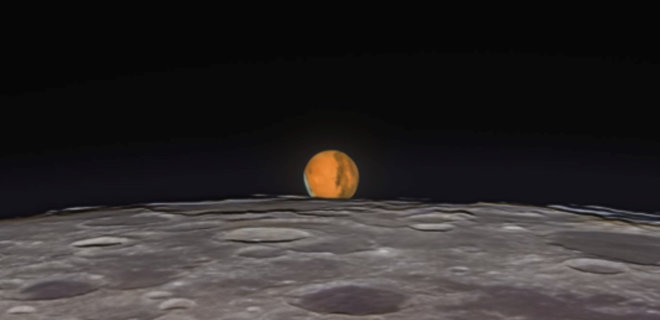 Фотограф зафиксировал редкое явление – восхождение Марса над Луной - Фото