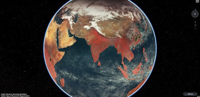 Индийский спутник сделал детализированное фото Земли с 