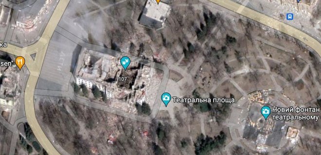Google Maps оновили карти Маріуполя. Там є зруйнований Драмтеатр та нові поховання - Фото