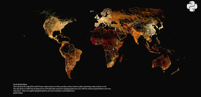 Создана карта всех дорог мира. Какая протяженность в Украине - Фото