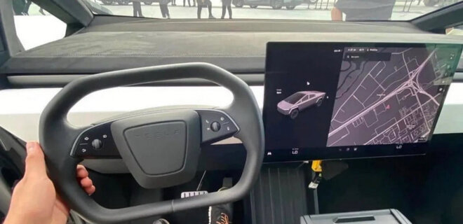 Появилось изображение интерьера Tesla Cybertruck с водительского сиденья – фото - Фото
